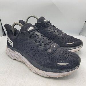 Hoka One One Clifton 8 Womens 9 B Black Running Shoes Sneakers 1119394 BWHT